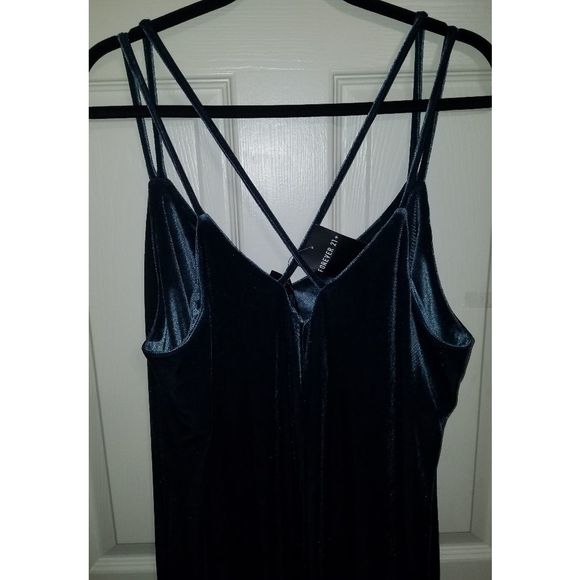 Plus size blue velvet maxi. - Picture 2 of 6